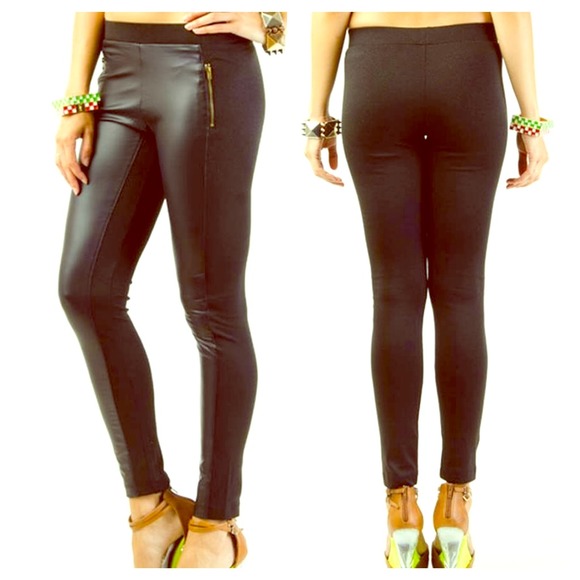 Black faux leggings