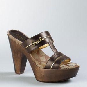 💯 Authentic. COACH wooden heels. Sz 6