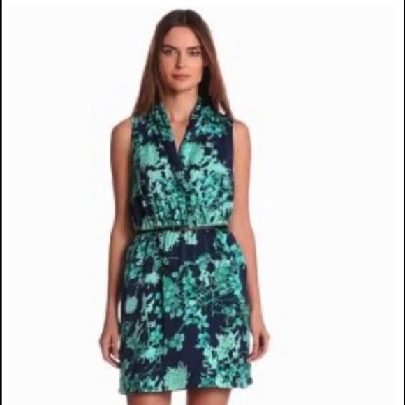 KENSIE TANGLED GARDEN DRESS, DEEP OCEAN COMBO
