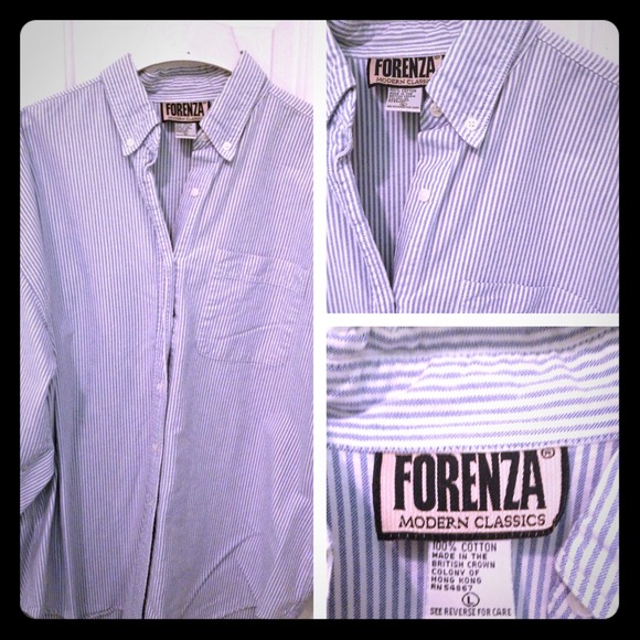 Classic blue and white striped button down Oxford