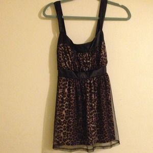 Cheetah Tank w/ Satin Straps & Ties