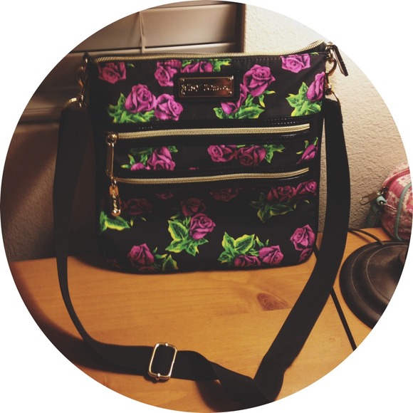 Betsey Johnson purple flower cross body purse
