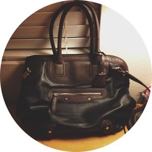 Black and brown faux leather purse