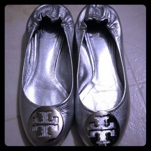 $$SOLD$$ Tory Burch silver flat