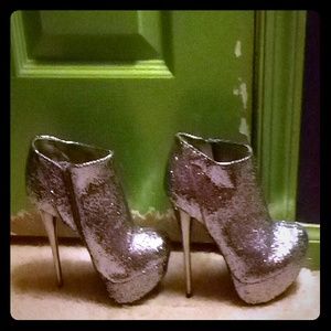 Glitter platform booties