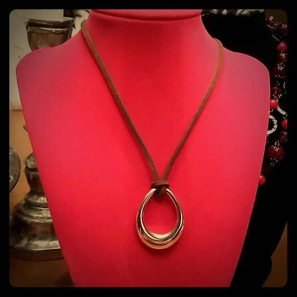 Silver plated pendant with leather necklace - Picture 1 of 1