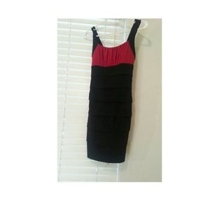Form Fitting Black and Red Dress