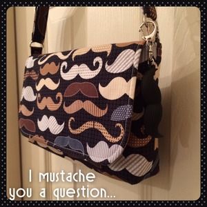 One of a Kind Mustache Handmade Bag Crossbody