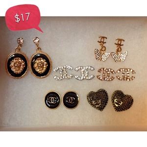 💟CHANEL earrings 18k gold/ silver plated💋