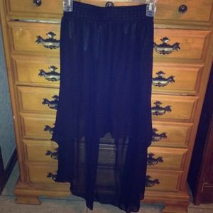 🚫🚫SOLD IN BUNDLE🚫🚫Black Sheer Hi Low Skirt