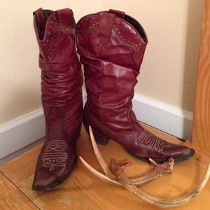 Brown Studded Cowboy Boots