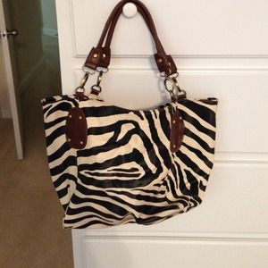 Zebra print tote purse