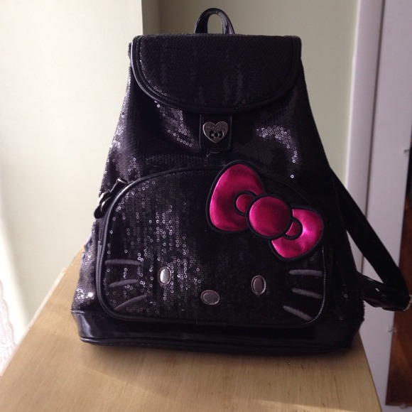 Hello Kitty Black Sequin Backpack Purse