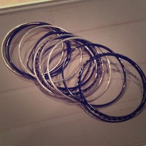 Silver and gunmetal bangles