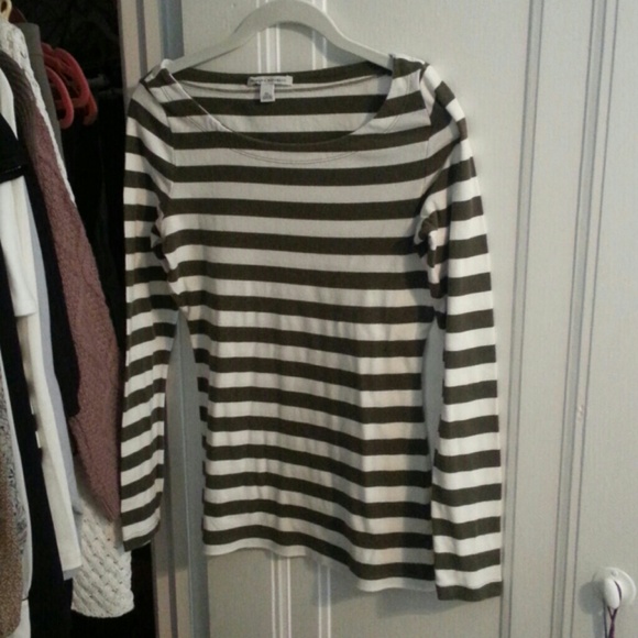 Green and white striped top