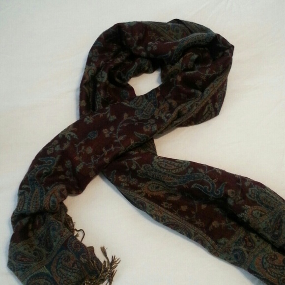 Plum and turquoise vintage scarf