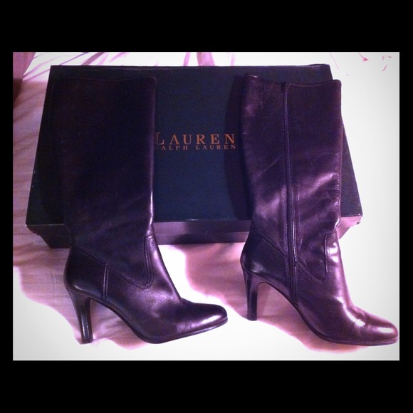 Black 9.5 Ralph Lauren Calf Boot