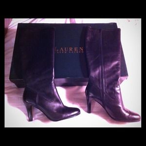 Black 9.5 Ralph Lauren Calf Boot
