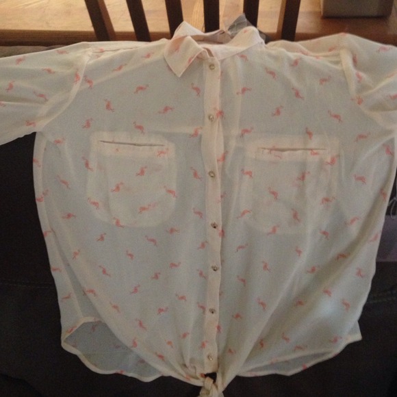 Cream flamingo shirt