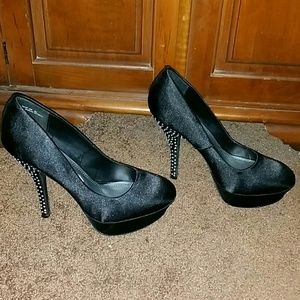 Rhinestone heel pumps