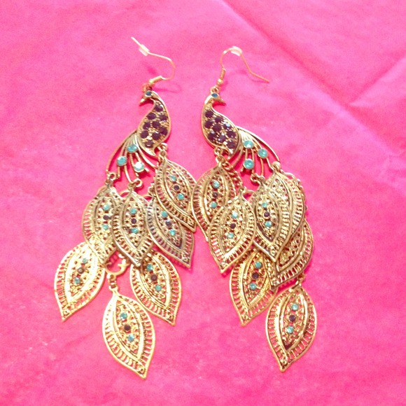 Peacock statement earrings