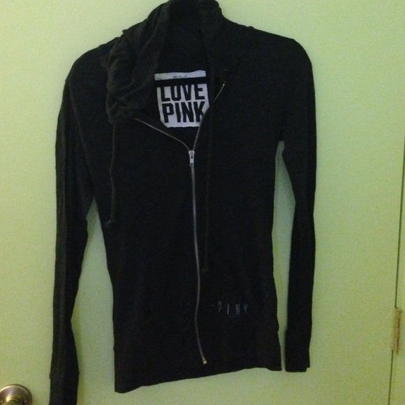 Pink hooded zip up sweatshirt