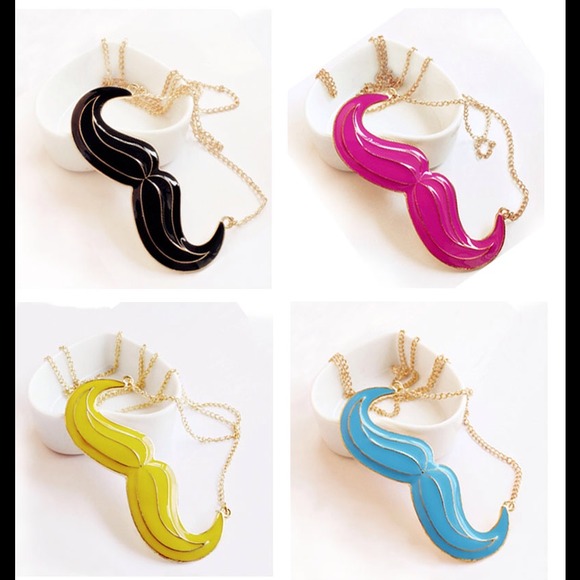 Last One in Blue Cool mustache necklace! - Picture 2 of 2