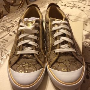 REDUCED PRICE😃 Khaki/Gold Coach shoes