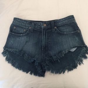CARMAR DARK DISTRESSED DENIM SHORTS