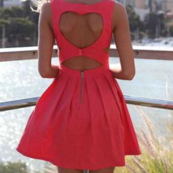 Pink heart cutout back dress!