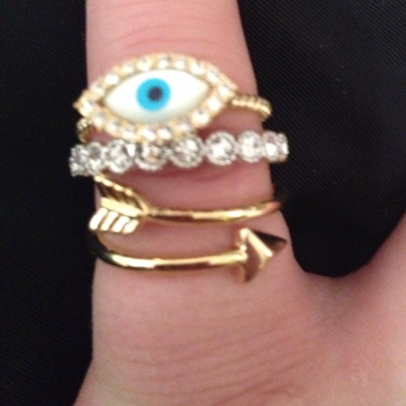 🎉Host Pick🎉Evil Eye Trio Ring Set - Picture 2 of 2