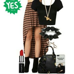 Brown/Black High-Low Skirt
