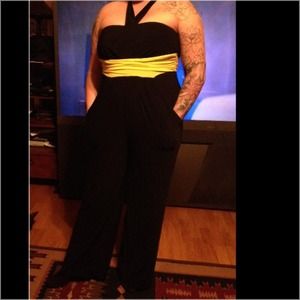 XLarge black tube top pants jumpsuit NWOT