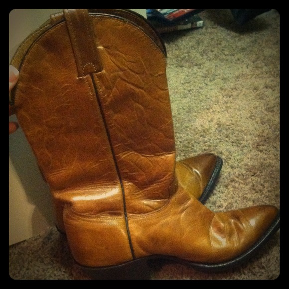 Light brown foot tall cowboy boots
