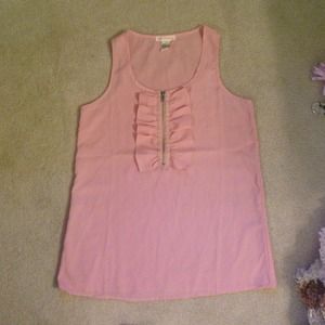 Pink chiffon zipper tank