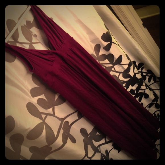 Cute Maroon Maxi Dress - V Back & Twisted Straps