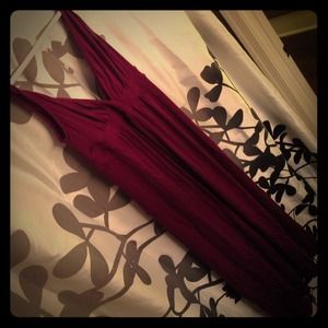 Cute Maroon Maxi Dress - V Back & Twisted Straps