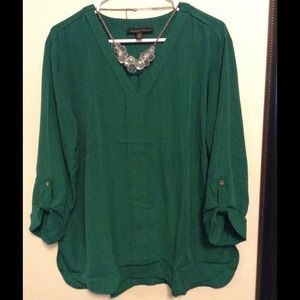 🍃Green 3/4 sleeve top NWOT