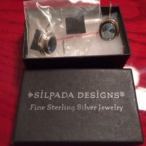 Silpada Blue Topaz Sterling Earrings bead necklace