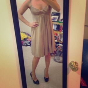 Gold metallic holiday dress.