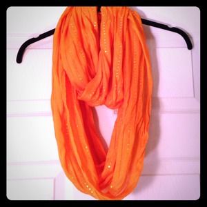 NWOT orange sequin infinity scarf 💛