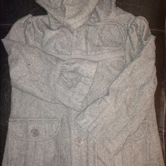 Dark Charcoal grey hoodie peacoat jacket