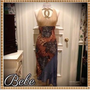 💙BEBE Halter Top Maxi Animal Print 🐾 Dress💙