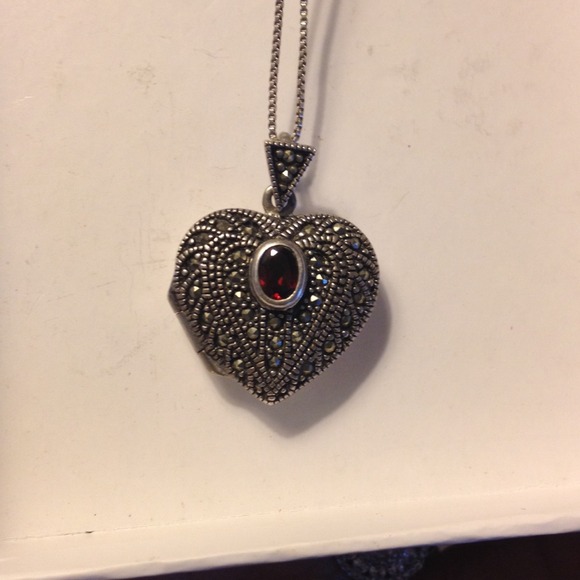 Sterling silver and ruby heart locket