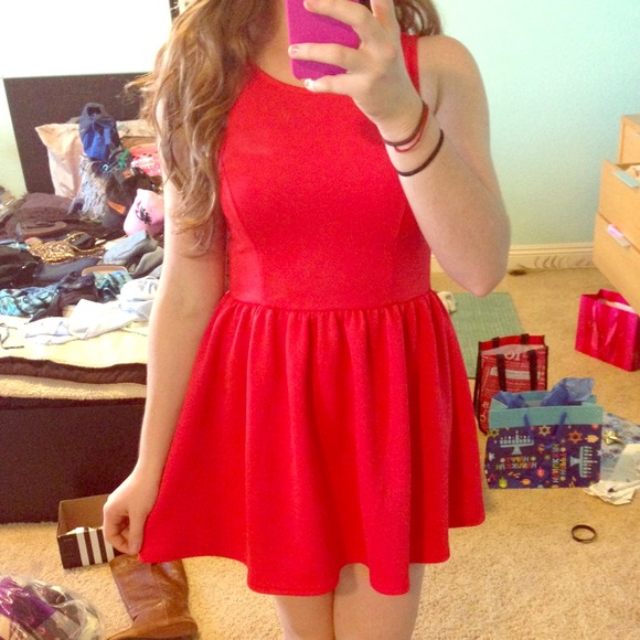 Red H&m FitnFlare Dress