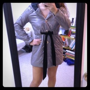 Grey rain coat
