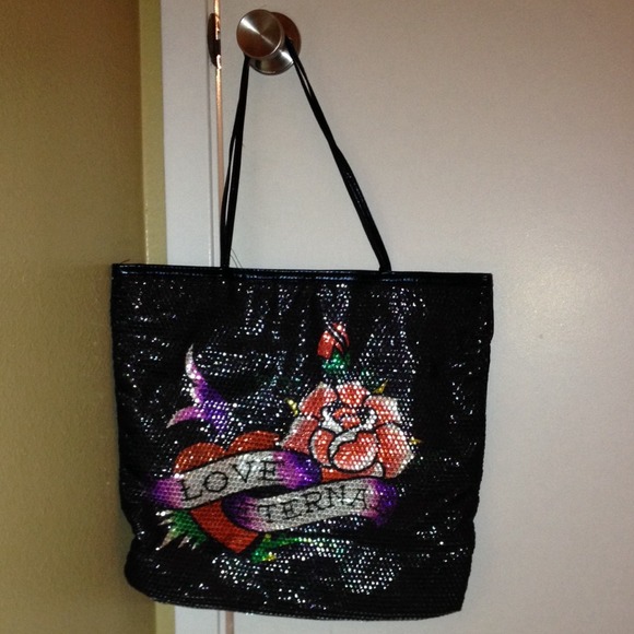 Ed Hardy Black Francesca Tote Bag