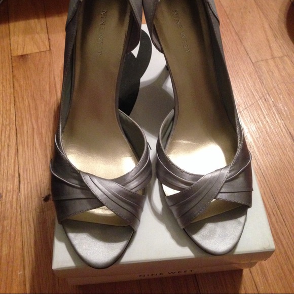 Nine West silver satan sandals
