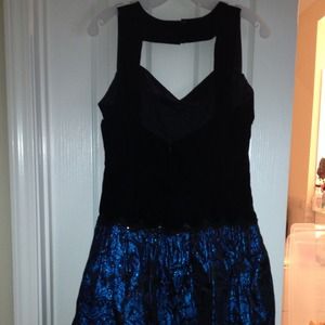 Black velvet and jacquard cocktail dress