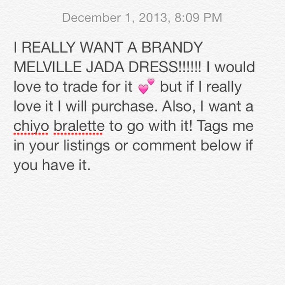 WANTED:BRANDY MELVILLE JADA DRESS & CHIYO BRALETTE